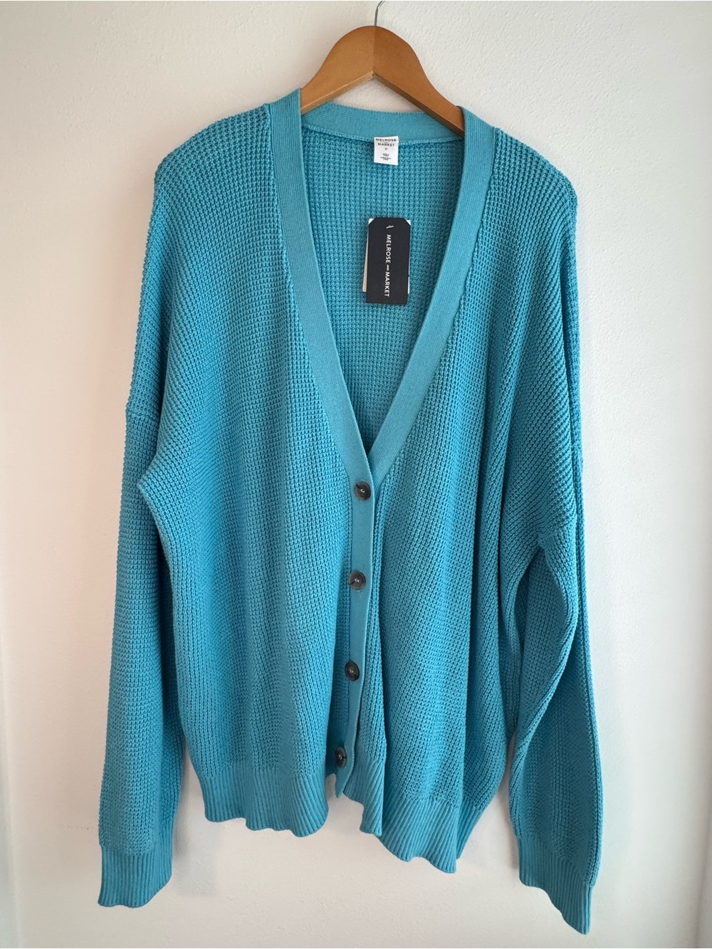 Melrose  and  Market  Women’s  2X  Blue  Mist  Cotton  Knit  Cardigan  Classic